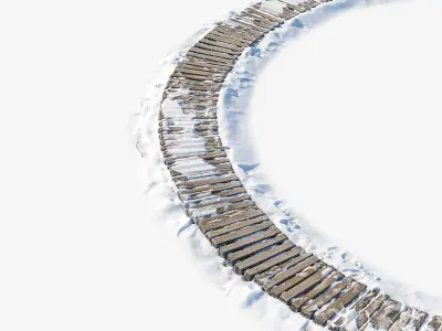 Ultra realistic Snow wooden trail 3D model