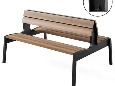 Vera Park Benches with litter bin Crystal by mmcite 3D model