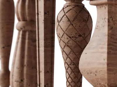 Baluster and railing fence of stairs pack 02 3D model