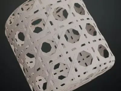 White Painted Octagonal Rattan Cane Weave PBR Texture
