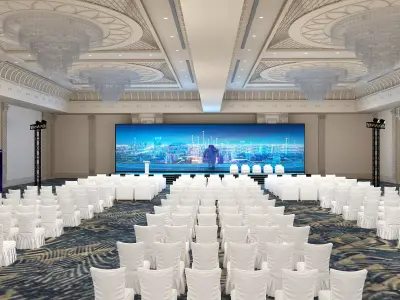 stage with hall  3D model purchase