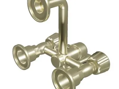 Classic Brass Shower Faucet Low-poly 3D model