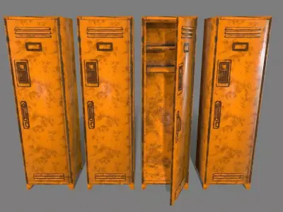 locker 3 orange metal lamp Low-poly 3D model