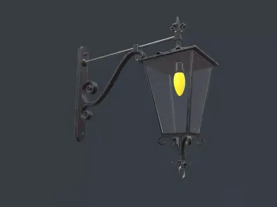 Old Vintage Wall Street Lamp Low-poly PBR Low-poly 3D model