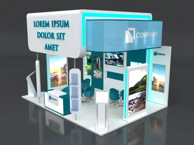 Exhibition Stand Booth Stall 5x5m Height 500cm 3 Side Open 3D model