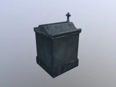 Mausoleum with a pot Low-poly 3D model