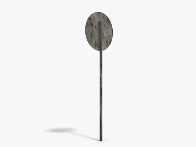 Damaged Bike Road Sign Low-poly 3D model