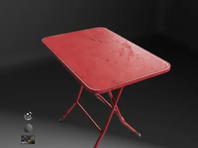 Thai Street Food Table Red 3D model