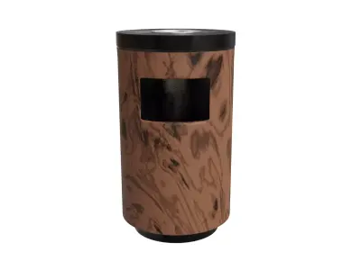 Cylindrical Indoor Waste Bin  Trash Can with Wood Grain 3D model