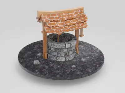 Well Water Stone Well  Medieval Well  Vintage Well  3D Model Low-poly 3D model
