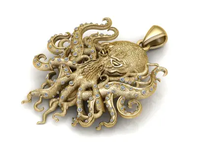Octopus Diamond Pendant 3d printable Model 3D print model