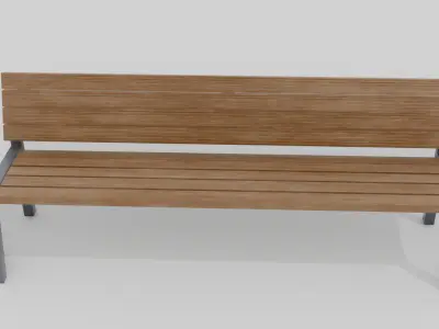 Outdoor Wooden Bench 17 Low-poly 3D model