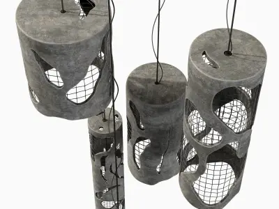 lamp old concrete cylinder  n2 3D model