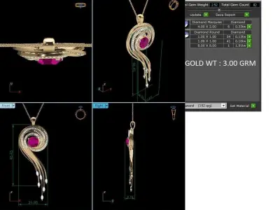 Solitaire Women Pendants 3dm STL OBJ FBX Render Details 3D print model 13