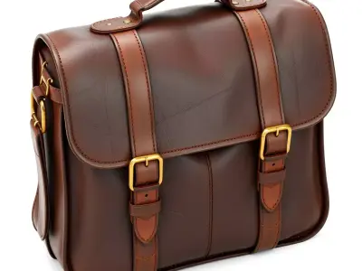 Brown Leather Briefcase Satchel Low-poly 3D model
