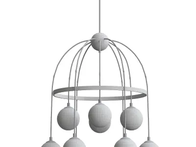 FULTON chandelier with clear glass balls and brass accents 3D model