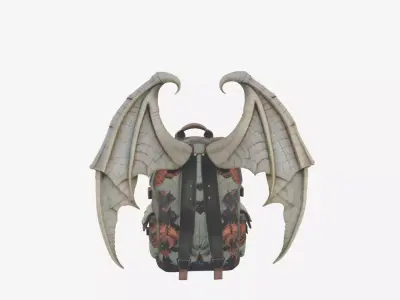 Realistic Stone Gargoyle Wing Backpack 3D Model 3D model