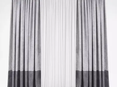 Curtains curtain with stripes Low-poly 3D model
