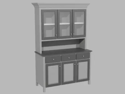 Rustic Shaker Hutch Low-poly 3D model