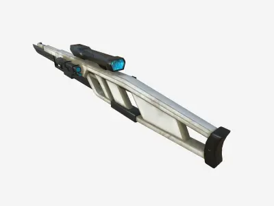 SciFi Sniper Gunblade A07 White - Fiction Weaponry Low-poly 3D model