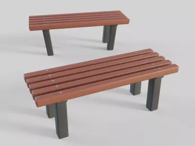 Cartoon Bench 3 Low-poly 3D model