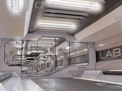 sci-fi laboratory tunnel  3D model