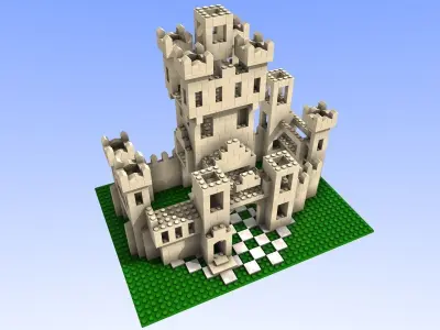Lego-compatible style bricks castle 3D model