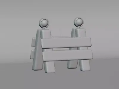 Cartoon Road Berrier Low-poly 3D model