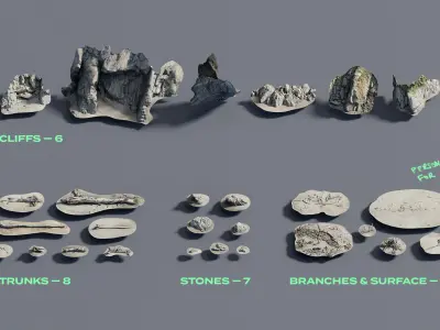 Coastal Environment Kitbash Set 3D model