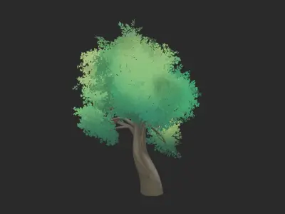 Anime Trees Highpoly 3D model