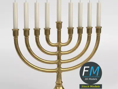 Hanukkah Menorah Candelabra 3D model