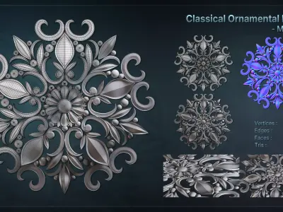 Classical Ornament Rosette - High Poly 3D Model -  3D model