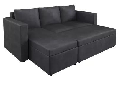 Sacramento Sofa Bed Chaise Reversible Grey 3D model