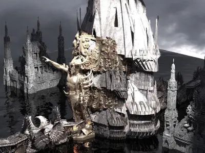 Ocean Cyberpunk Sea City 5 Kit bash 3D model