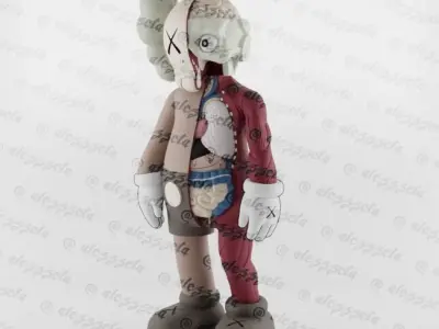 Kaws Pink Panther x Companion x Flayed Open Textured Low-poly 3D model