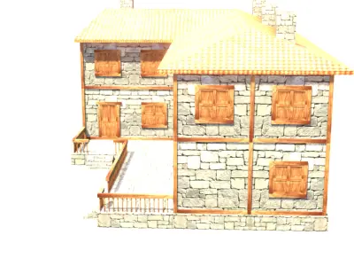 medieval house low poly village town residential house  77 Low-poly 3D model