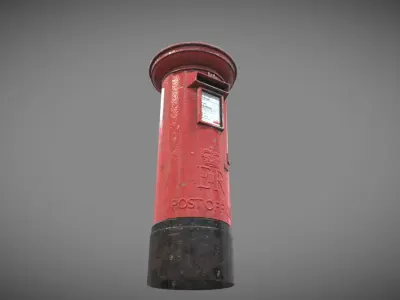 UK post box PBR Low-poly 3D model