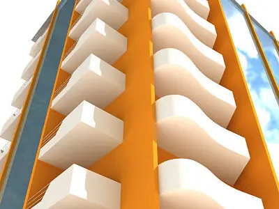 Yellow Flat Building 120 Low-poly 3D model