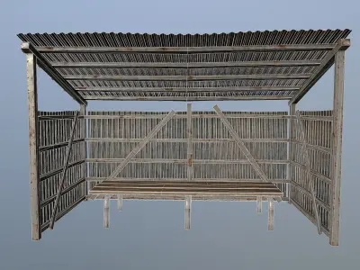 Bench with rust metal cover Low-poly 3D model