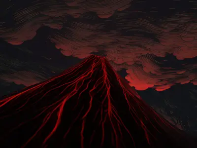 Electric Volcano Mountain Stylized Texture  3D model