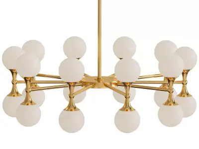 Wide Aged Brass LED Chandelier 3D model