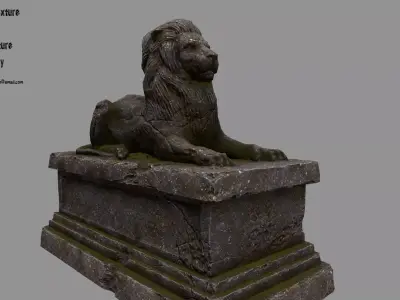 Lion Statue 25 Low-poly 3D model