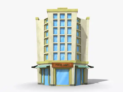 Cartoon Building x10 Low-poly 3D model