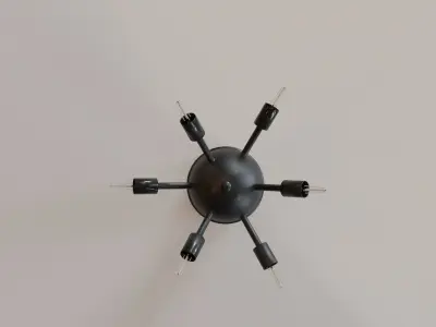 Chandelier metal light fixture with five bulbs 3D model