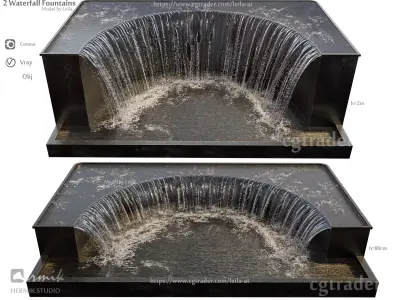  2 Waterfall fountains ARC Grand Cascade 3D model