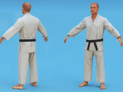  Martial Artist in Karate Gi with Fur 