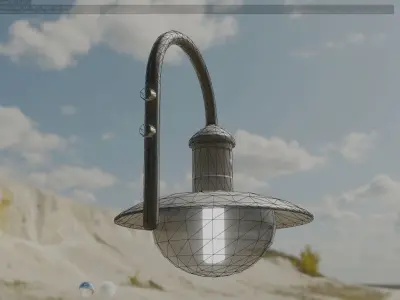  Street Light -7- Matt Black Version -For Walls- Low-poly 3D model