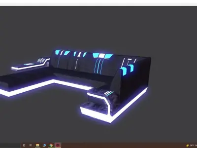 low poly couch with lights Low-poly 3D model