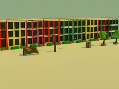 Low Poly Urban City Low-poly 3D model