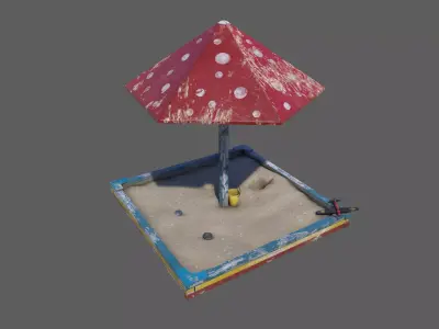 Old Sand Box Low-poly 3D model